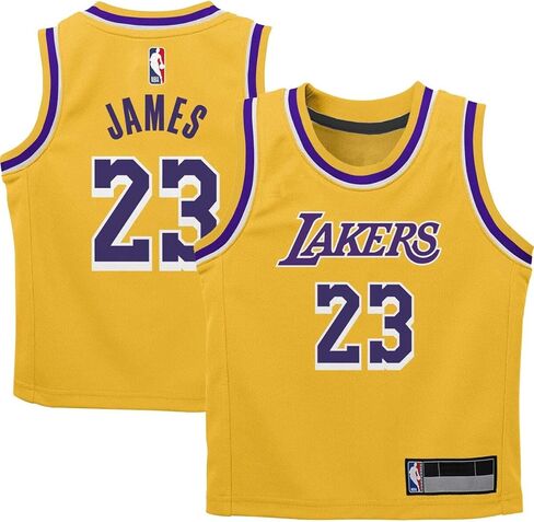 Outerstuff Lebron James Los Angeles Lakers NBA Kids 4-7 Replica Road Player Jersey (US, Numeric, 5, 6, Regular, Yellow) in Saudi Arabia