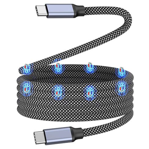 كابل شاحن USB C مغناطيسي، كابل شحن من النوع C بقدرة 240 وات، كابل USB C 5A إلى USB C، سلك شحن سريع من النوع C بطول 3.3 قدم مضفر ومزامنة البيانات لهواتف iPhone 15 16 Pro/Pro Max/Plus، MacBook، Galaxy S24 in Kuwait
