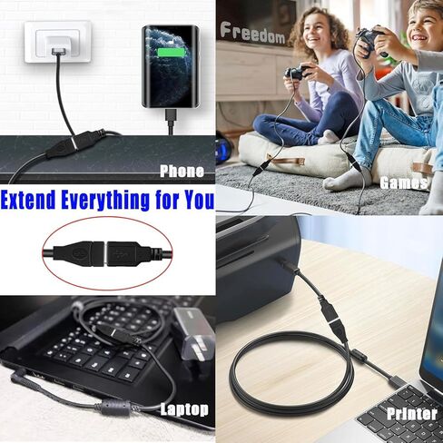كابل تمديد USB قصير بطول 1 قدم 5 حزم، سلك تمديد USB A 2.0 ذكر إلى أنثى لبلاي ستيشن وإكس بوكس ​​ومحرك فلاش والطابعة والماوس ولوحة المفاتيح وسرعة نقل 480 ميجابت في الثانية in Kuwait