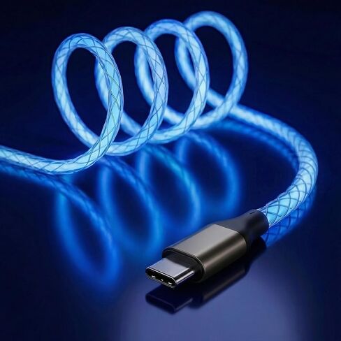USB C to USB C Cable, 60W RGB Colorful Gradual LED Light up Type C Fast Charging Cable for iPhone 15/15Pro/ 15Plus/15ProMax MacBook Pro 2020, iPad Pro 2020, iPad Air4, Samsung S23+/S23 Ultra (6 FT) in Kuwait