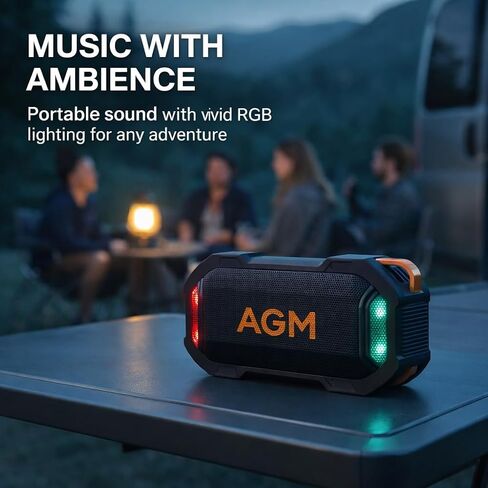 AGM MagROCK Magnetic Bluetooth Speaker, IP67 Waterproof & Floatable, Strong Magnet Mount for Fridge & Toolbox, Drop-Proof Rugged Portable with RGB Lights, TWS Stereo, for Shower, Garage, Outdoor in Kuwait