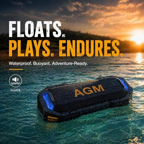 AGM MagROCK Magnetic Bluetooth Speaker, IP67 Waterproof & Floatable, Strong Magnet Mount for Fridge & Toolbox, Drop-Proof Rugged Portable with RGB Lights, TWS Stereo, for Shower, Garage, Outdoor in Kuwait