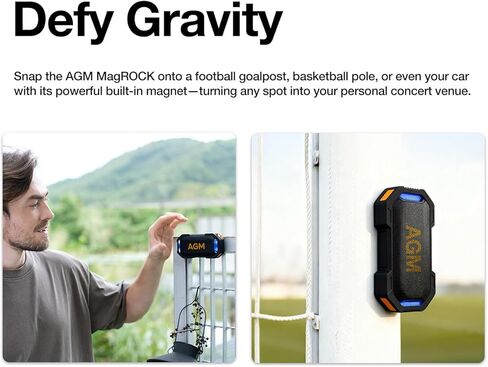 AGM MagROCK Magnetic Bluetooth Speaker, IP67 Waterproof & Floatable, Strong Magnet Mount for Fridge & Toolbox, Drop-Proof Rugged Portable with RGB Lights, TWS Stereo, for Shower, Garage, Outdoor in Kuwait