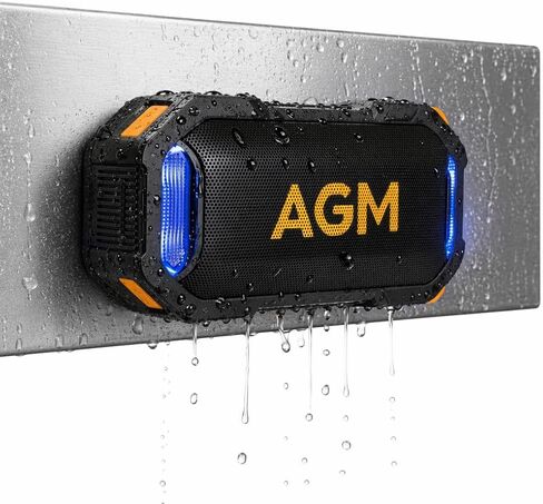 AGM MagROCK Magnetic Bluetooth Speaker, IP67 Waterproof & Floatable, Strong Magnet Mount for Fridge & Toolbox, Drop-Proof Rugged Portable with RGB Lights, TWS Stereo, for Shower, Garage, Outdoor in Kuwait