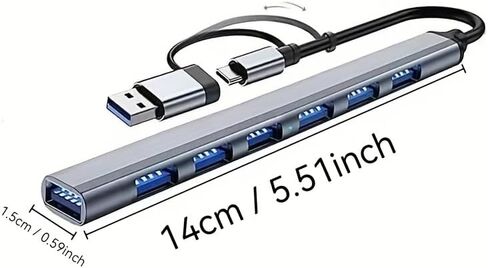 موزع USB 1 إلى 7، اتصال عالي السرعة بدون تأخير، موزع توسيع USB 3.0/2.0 سريع 7 في 2 in Kuwait