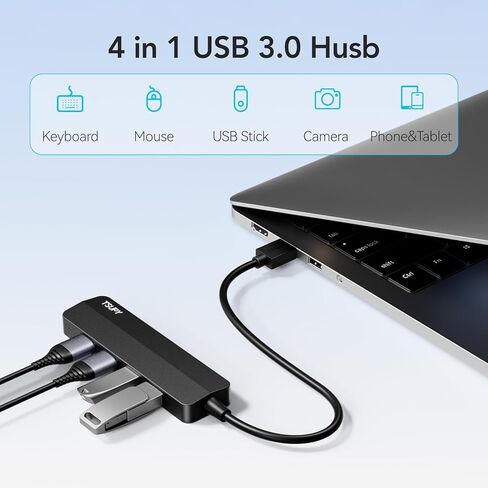 موزع USB 3.0، TSUPY 4 منافذ USB موزع USB 3.0 موسع متعدد المنافذ فائق النحافة لأجهزة الكمبيوتر المحمول، سطح المكتب، الكمبيوتر الشخصي، محرك فلاش، محرك الأقراص الصلبة، الكاميرا، لوحة المفاتيح، الماوس in Saudi Arabia