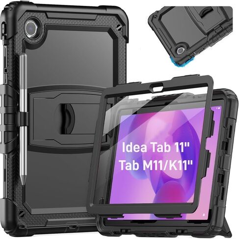 HXCASEAC for Lenovo Idea Tab 11 Case, Tab M11 / K11 Case (TB336FU/TB330FU), Shockproof Design | Screen Protector | Built-in Stand | Pen Holder, Lenovo Idea Tab 11 / M11 Tablet Cover Kids - Black in Saudi Arabia