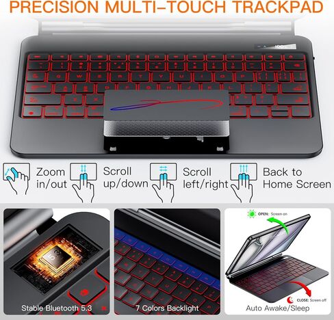 Magic Keyboard Case for iPad Air 11-inch(M4/M3/M2,2026/2025/2024),iPad Pro 11-inch(4th/3rd/2nd/1st Gen)&iPad Air 10.9-inch(5th/4th Gen),Multi-Touch Trackpad, 6-Row Keys 7 Color Backlit Keyboard,Black in Kuwait