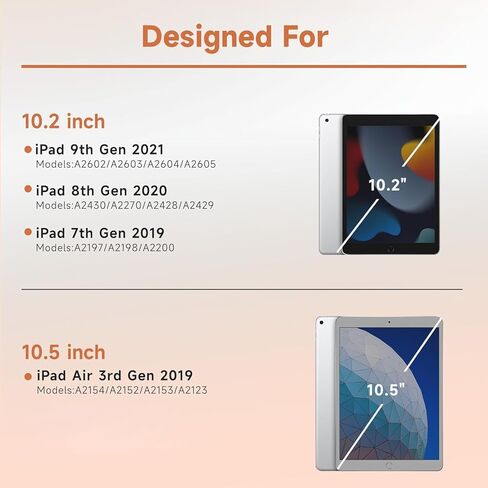 حافظة لوحة مفاتيح لجهاز iPad 9th/8th/7th Generation 10.2 بوصة، حافظة iPad Pro 10.5 بوصة قابلة للدوران 360 درجة مع حامل قلم رصاص، غطاء فوليو للوحة مفاتيح بلوتوث بإضاءة خلفية 7 ألوان (ذهبي وردي) in Kuwait