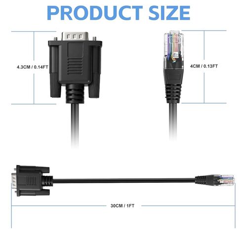 DB9 to RJ45 Console Cable,1FT RJ45 to RS232, 9-Pin Serial Adapter Cat5 Ethernet LAN Console, Compatible with Cisco Routers Switches Firewalls CAB-Console in Kuwait