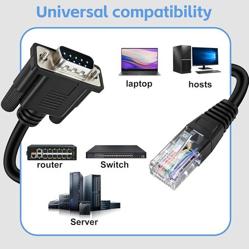 DB9 to RJ45 Console Cable,1FT RJ45 to RS232, 9-Pin Serial Adapter Cat5 Ethernet LAN Console, Compatible with Cisco Routers Switches Firewalls CAB-Console in Kuwait