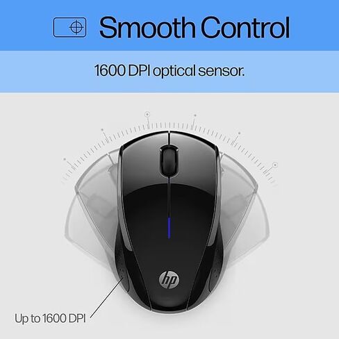 HP Wireless Gaming Mouse - 15-Month Battery, Side Grips for Control, Travel-Friendly, Blue LED, Powerful 1600 DPI Optical Sensor, Compatible with Wins PC/Laptop, Mac, Chromebook in Kuwait