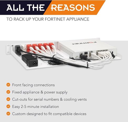 طقم حامل حامل IT لـ Fortinet FortiGate 80F / 81F / 80F-Bypass - 1U 19 بوصة - منافذ أمامية (RM-FR-T15) in Kuwait
