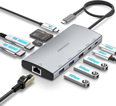 USB C Hub 10Gbps RSHTECH 4-Port USB C to USB-C 3.2 Gen 2 Dongle, Portable USB C Multiport Adapter for Thunderbolt/Type C Laptop and More, Gray (RX04) in Saudi Arabia