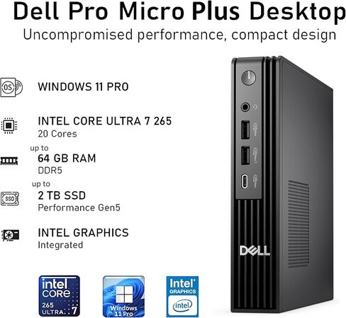 كمبيوتر سطح المكتب Dell OptiPlex 7020 Micro Form Factor، 2 منفذ عرض، Intel 14-Core i5-14500T، 32 جيجا DDR5، 1 تيرابايت PCIe SSD، WiFi 6E، HDMI، BT، كمبيوتر صغير الحجم MFF Business Mini للمكتب المنزلي، Windows 11 Pro in Kuwait