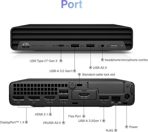كمبيوتر مكتبي HP Pro Mini 400 G9 Business Mini (الجيل الرابع عشر، معالج Intel i5-14500T من الجيل الرابع عشر (Beats i7-12700T)، وذاكرة DDR4 سعة 64 جيجابايت، ومحرك أقراص PCIe SSD سعة 1 تيرابايت، وواي فاي 6E+BT 5.3، وRJ-45، ومنفذي عرض + HDMI، وWin11Pro) مع م in Kuwait
