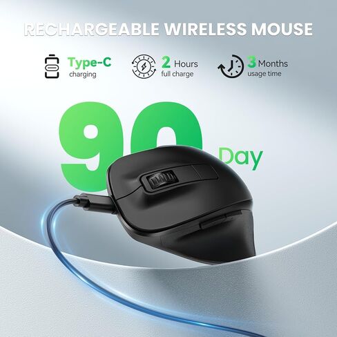 TECKNET ماوس لاسلكي، ماوس بلوتوث (BT5.0/3.0 و2.4G) ماوس صامت قابل لإعادة الشحن 4800 نقطة في البوصة، فئران كمبيوتر مع مستقبل USB A، ماوس بصري لاسلكي مريح لأجهزة الكمبيوتر المحمول/Mac/PC، أسود in Saudi Arabia