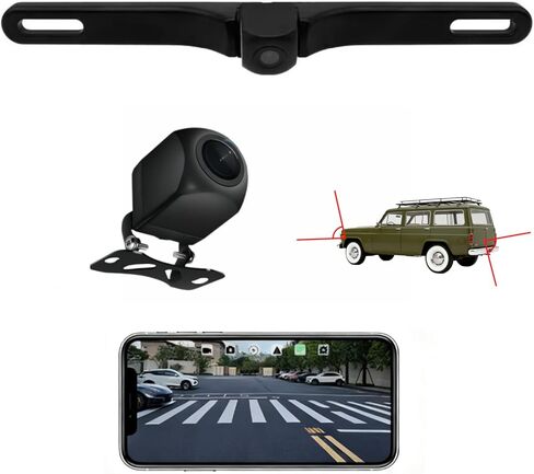 Wireless Backup Camera AHD 1080P License Plate Camera for iPhone iPad Android Smart Phones Clear Night Vision IP68 Waterproof Rear/Front View Reverse Camera for Sedans SUV MPV Van Pickup in Kuwait