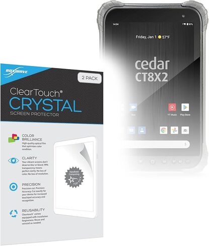 واقي شاشة BoxWave متوافق مع Juniper Systems Cedar CT8X2 - ClearTouch Crystal (عبوتان)، غلاف فيلم عالي الدقة - يحمي من الخدوش in Kuwait