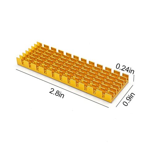 2Pcs Anodized Aluminum Heat Sink with Blue Pre-Applied Thermal Adhesive Tape, 70×22×6mm Slim Cooling Radiator Fin for Electronic Chip Motherboard Router Set-Top Box Thermoelectric Peltier, Gold in Kuwait