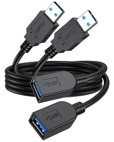 كابل تمديد USB 3 أقدام 2 حزمة، سلك موسع USB 3.0 لنقل البيانات بسرعة 5 جيجابت في الثانية وشحن سريع 18 وات، كابلات من النوع A ذكر إلى أنثى متوافقة مع الماوس ولوحة المفاتيح ومحركات الأقراص الصلبة والكمبيوتر المحمول والشاشة والمحور والكاميرا in Kuwait