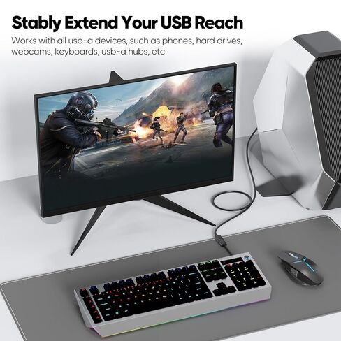 كابل تمديد USB 3 أقدام 2 حزمة، سلك موسع USB 3.0 لنقل البيانات بسرعة 5 جيجابت في الثانية وشحن سريع 18 وات، كابلات من النوع A ذكر إلى أنثى متوافقة مع الماوس ولوحة المفاتيح ومحركات الأقراص الصلبة والكمبيوتر المحمول والشاشة والمحور والكاميرا in Kuwait