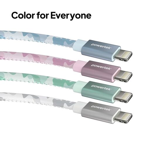 LIQUIPEL Powertek Camo MFi معتمد USB إلى شاحن Lightning، كابل 6 أقدام متوافق مع iPhone وiPad والمزيد (أزرق) in Kuwait