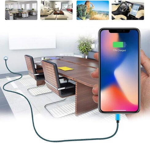 شاحن Aioneus iPhone، [معتمد من MFi] 3 حزم (6أقدام) كابل Lightning، كابل iPhone للشحن السريع المضفر من النايلون متوافق مع iPhone 13 12 11 Pro Max XR XS X 8 7 6 Plus SE in Kuwait