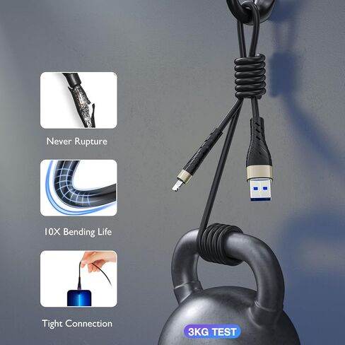 USB to Lighniing Cable, 1FT Short Charger Cord,1Pack Fast Charging Cable Compatible with Phone 11 Series/SE/Xs/XR - Gold in Kuwait