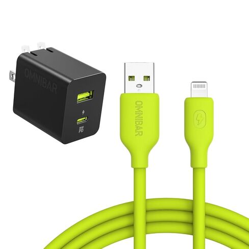 iPhone Charger Fast Charging with USB A to Lightning Cable (6FT/Soft Silicone), 2-Port GaN 35W USB C Wall Charger Block with Apple MFi Certified Lightning Cable, for iPhone 17/16/15/14/13/12 AirPods in Kuwait