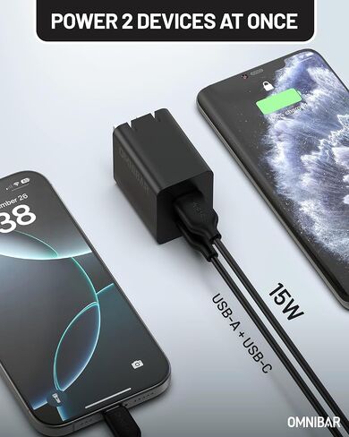 iPhone Charger Fast Charging with USB A to Lightning Cable (6FT/Soft Silicone), 2-Port GaN 35W USB C Wall Charger Block with Apple MFi Certified Lightning Cable, for iPhone 17/16/15/14/13/12 AirPods in Kuwait