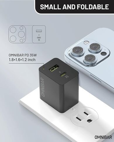 iPhone Charger Fast Charging with USB A to Lightning Cable (6FT/Soft Silicone), 2-Port GaN 35W USB C Wall Charger Block with Apple MFi Certified Lightning Cable, for iPhone 17/16/15/14/13/12 AirPods in Kuwait