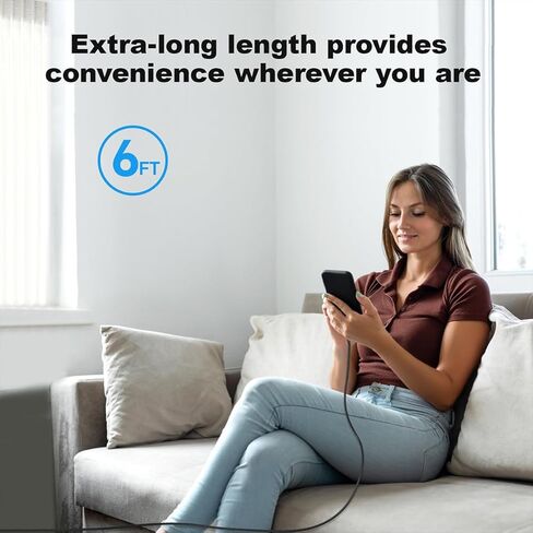 6FT MFi Certified Fast Charging Cable, USB A to ightniing Cord, Quick Power Delivery for Phone 14/13/12/11/Pro/Max - Oranger in Kuwait