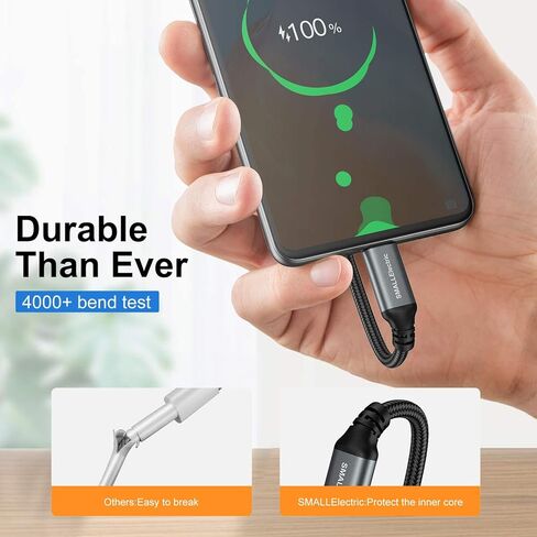 كابل USB صغير من النوع C 5 قطع سلك شحن سريع 10 أقدام + 3 قطع كابل لايتنينج لشاحن iPhone 3 أقدام in Kuwait