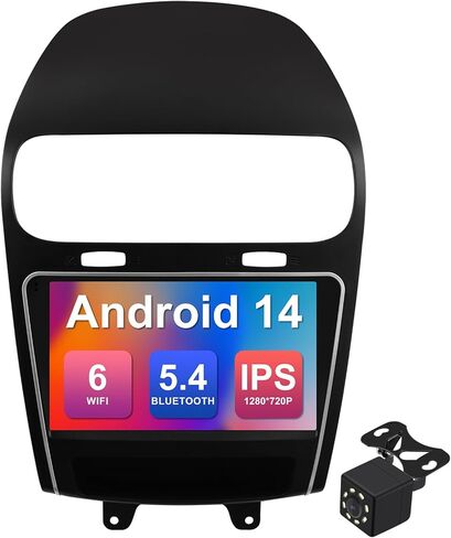 4Core+64G 9 بوصة Android 14 ستيريو سيارة لسيارة Dodge Journey 2011-2019/Fiat Freemont 2012-2014 IPS شاشة لمس راديو السيارة مع Carplay & Android Auto Support كاميرا احتياطية GPS FM Navi BT SWC 5.4 SWC in Kuwait