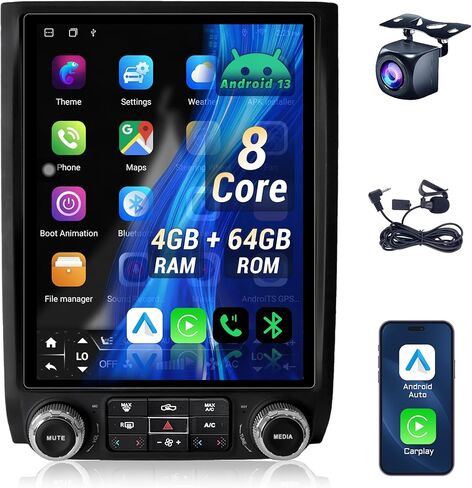 12.1" 4+64G Radio Upgrade for Ford Expedition 2015 2016 2017,8 Core Android 13 Expedition T-Style Vertical Screen Head Unit with CarPlay Android Auto GPS BT 48EQ DSP AM FM 1080P Backup Camera in Kuwait