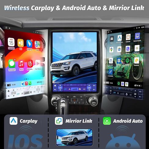 12.1" 4+64G Radio Upgrade for Ford Expedition 2015 2016 2017,8 Core Android 13 Expedition T-Style Vertical Screen Head Unit with CarPlay Android Auto GPS BT 48EQ DSP AM FM 1080P Backup Camera in Kuwait