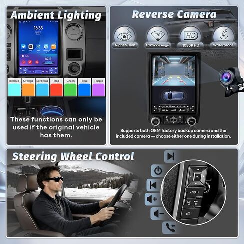 12.1" 4+64G Radio Upgrade for Ford Expedition 2015 2016 2017,8 Core Android 13 Expedition T-Style Vertical Screen Head Unit with CarPlay Android Auto GPS BT 48EQ DSP AM FM 1080P Backup Camera in Kuwait