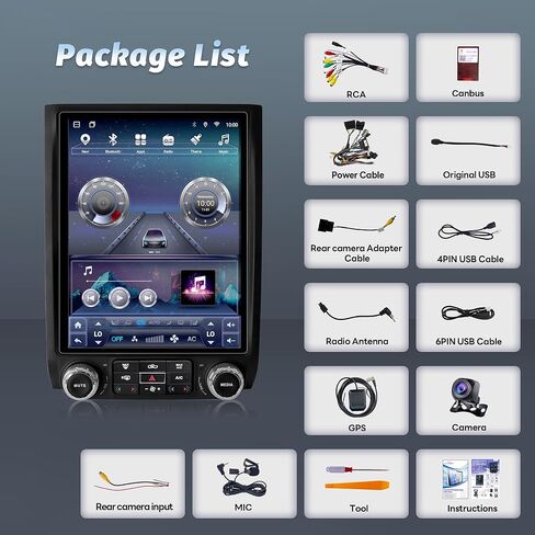 12.1" 4+64G Radio Upgrade for Ford Expedition 2015 2016 2017,8 Core Android 13 Expedition T-Style Vertical Screen Head Unit with CarPlay Android Auto GPS BT 48EQ DSP AM FM 1080P Backup Camera in Kuwait