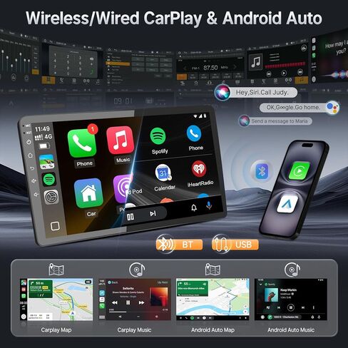 Leadfan Linux Car Stereo for Toyota Corolla 2003 2004 2005 2006 2007 Wireless CarPlay Android Auto، تمهيد سريع 9 بوصة شاشة تعمل باللمس كورولا راديو بلوتوث FM مرآة رابط التحكم الصوتي SWC + كاميرا احتياطية in Kuwait