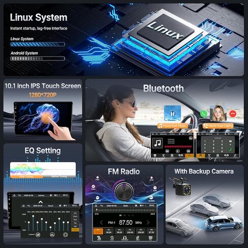Leadfan Linux Car Stereo for Toyota Corolla 2003 2004 2005 2006 2007 Wireless CarPlay Android Auto، تمهيد سريع 9 بوصة شاشة تعمل باللمس كورولا راديو بلوتوث FM مرآة رابط التحكم الصوتي SWC + كاميرا احتياطية in Kuwait
