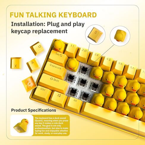 Duck Mechanical Keyboard with RGB Backlit Lighting - Wired USB-C Cute Duck Theme Keyboard with Quack Sound & Volume Control in Kuwait