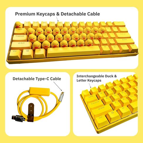 Duck Mechanical Keyboard with RGB Backlit Lighting - Wired USB-C Cute Duck Theme Keyboard with Quack Sound & Volume Control in Kuwait
