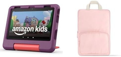 Amazon Fire HD 8 Kids Tablet Sleeve Bundle — Bundle includes Amazon Fire HD 8 Kids table (32GB, Purple) & Pink Carrying Case in Kuwait