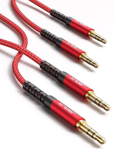 JSAUX 2 Pack AUX Cable, [4ft/1.2m- Copper Shell, Hi-Fi Sound] 3.5mm TRS Auxiliary Audio Cable Nylon Braided Aux Cord Compatible for Car/Home Stereos,Speaker,Headphones,Sony,Echo Dot,Beats - Grey in Saudi Arabia