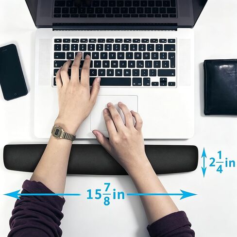 Silicone Keyboard Wrist Rest – Non-Slip Ergonomic Wrist Support Pad for Typing, Durable Gel Wrist Rest for Desk, Easy Clean, Comfortable for Office, Home & Gaming, Black 15.7" in Kuwait