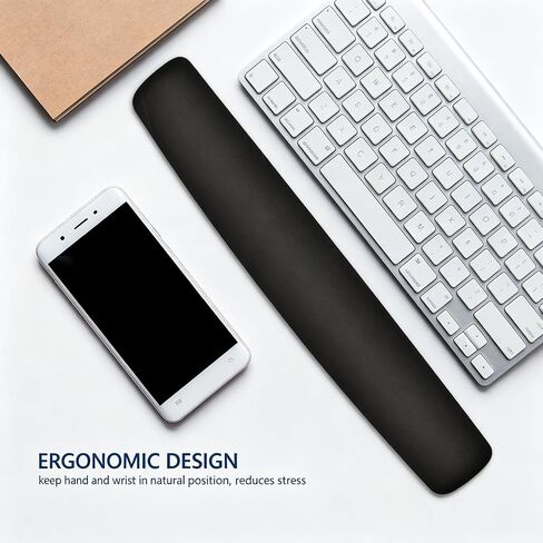 Silicone Keyboard Wrist Rest – Non-Slip Ergonomic Wrist Support Pad for Typing, Durable Gel Wrist Rest for Desk, Easy Clean, Comfortable for Office, Home & Gaming, Black 15.7" in Kuwait