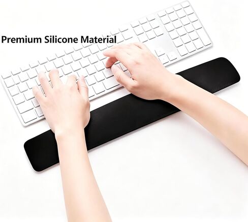 Silicone Keyboard Wrist Rest – Non-Slip Ergonomic Wrist Support Pad for Typing, Durable Gel Wrist Rest for Desk, Easy Clean, Comfortable for Office, Home & Gaming, Black 15.7" in Kuwait