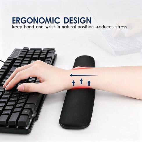 Silicone Keyboard Wrist Rest – Non-Slip Ergonomic Wrist Support Pad for Typing, Durable Gel Wrist Rest for Desk, Easy Clean, Comfortable for Office, Home & Gaming, Black 15.7" in Kuwait