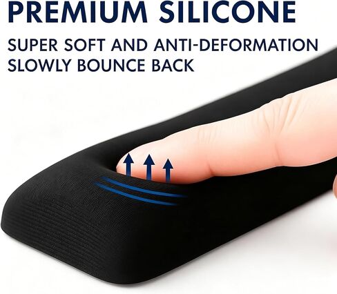 Silicone Keyboard Wrist Rest – Non-Slip Ergonomic Wrist Support Pad for Typing, Durable Gel Wrist Rest for Desk, Easy Clean, Comfortable for Office, Home & Gaming, Black 15.7" in Kuwait